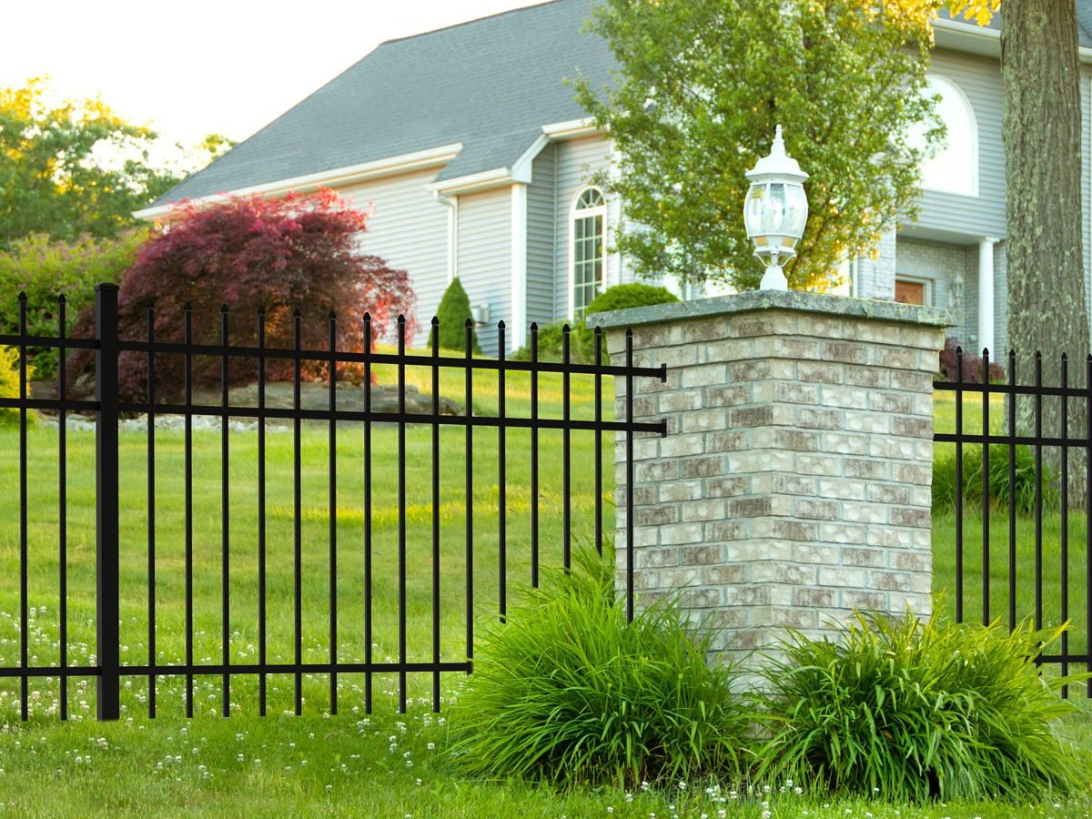 Loop top steel picket fence in a park
